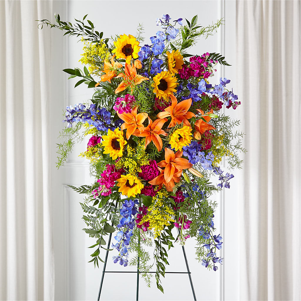 Sunlit Memories Standing Spray (Standard) – FORGET-ME-NOT FLOWERS & GIFTS, Jacksonville NC