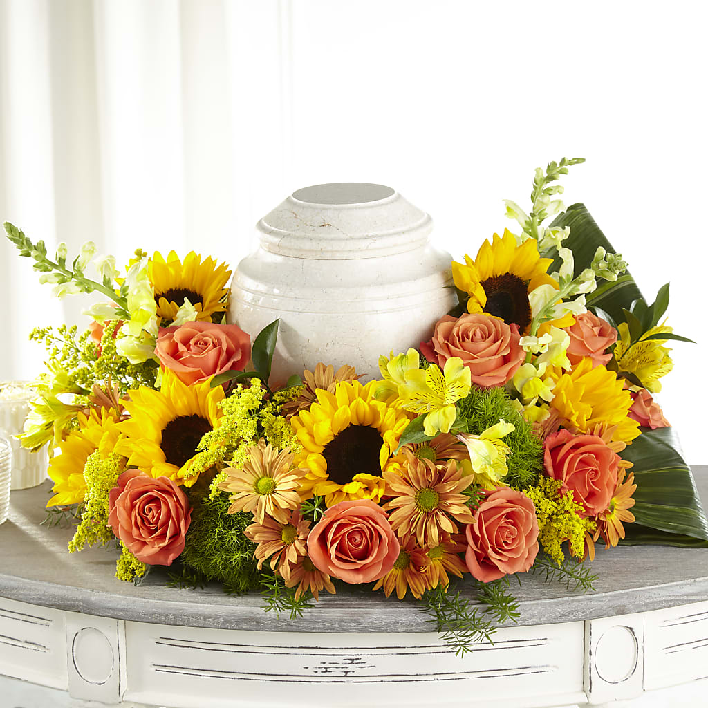 Faithful Sunflower Cremation Adornment – FORGET-ME-NOT FLOWERS & GIFTS, Jacksonville NC