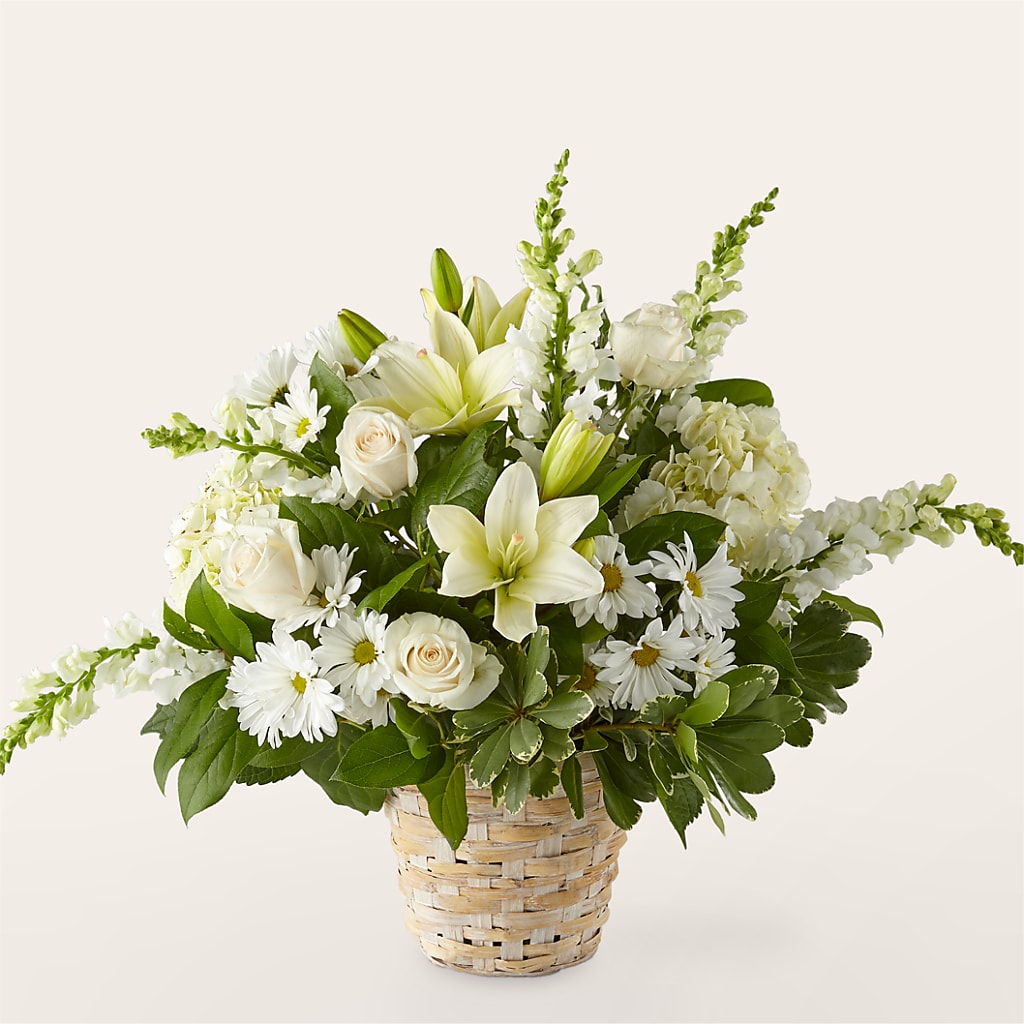 Ivory Elegance Floral Basket – FORGET-ME-NOT FLOWERS & GIFTS, Jacksonville NC