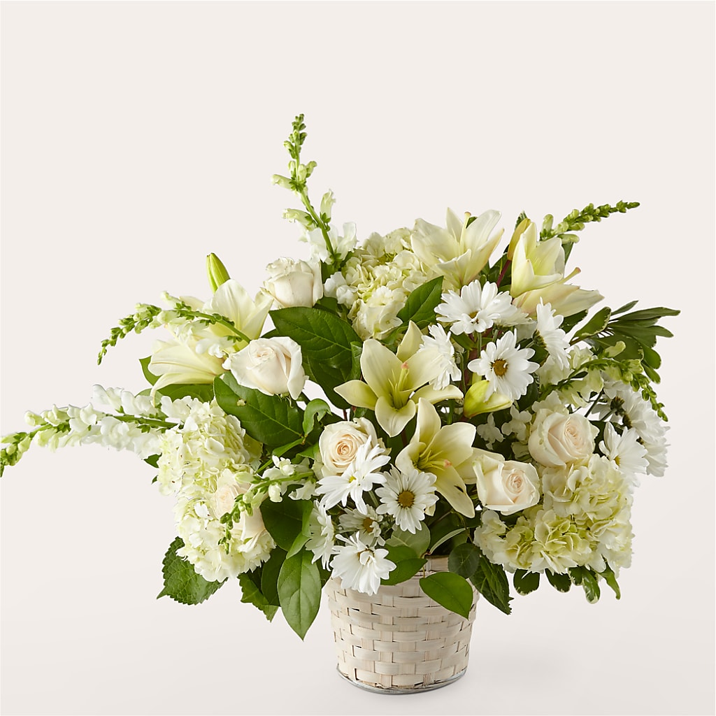 Ivory Elegance Floral Basket – FORGET-ME-NOT FLOWERS & GIFTS, Jacksonville NC