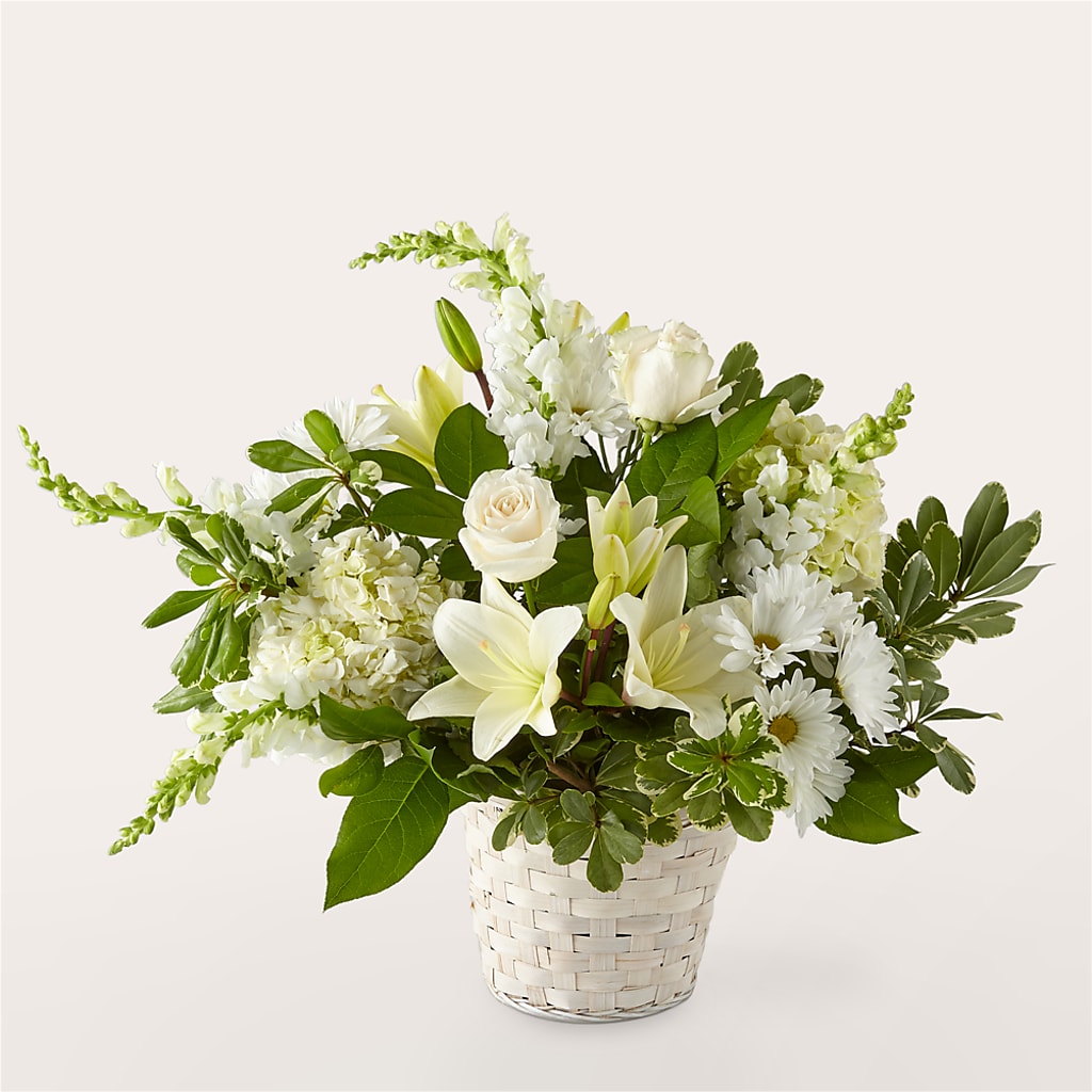 Ivory Elegance Floral Basket – FORGET-ME-NOT FLOWERS & GIFTS, Jacksonville NC