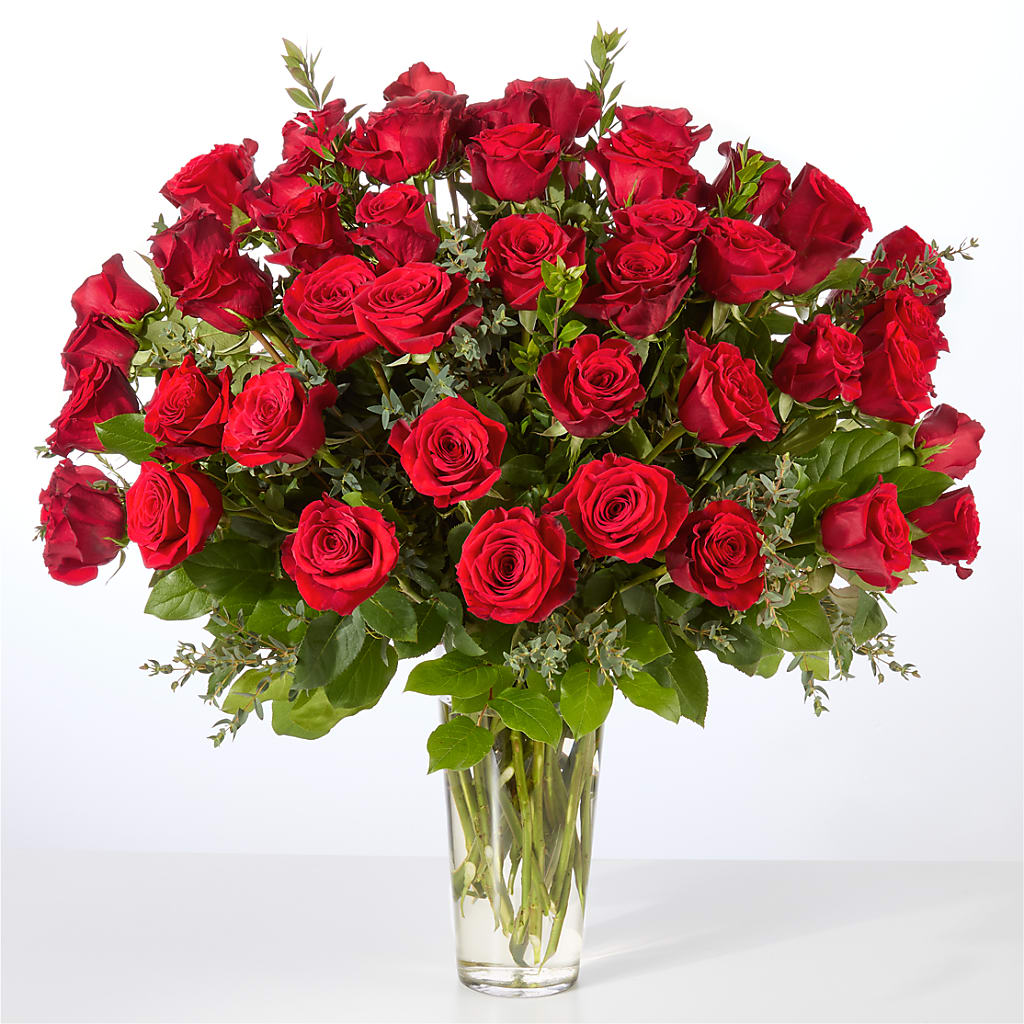Forever Yours Fifty Stem Red Rose Bouquet – FORGET-ME-NOT FLOWERS & GIFTS, Jacksonville NC