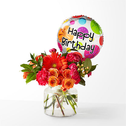 Fiesta Bouquet with Birthday Balloon – FORGET-ME-NOT FLOWERS & GIFTS, Jacksonville NC