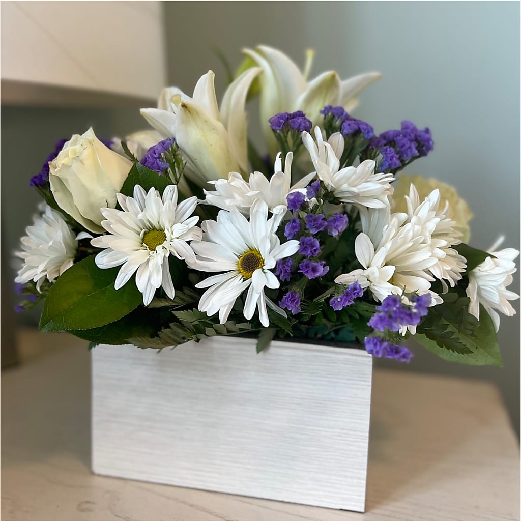 Beyond Blue Box Bouquet – FORGET-ME-NOT FLOWERS & GIFTS, Jacksonville NC