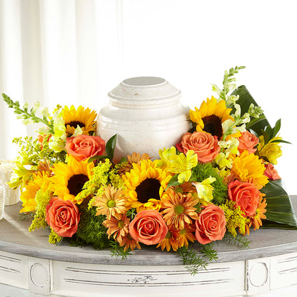 Faithful Sunflower Cremation Adornment – FORGET-ME-NOT FLOWERS & GIFTS, Jacksonville NC