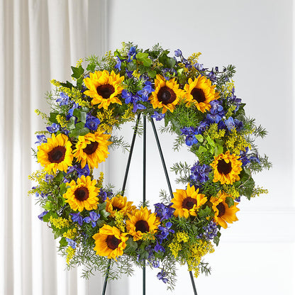Bright Rays Wreath – FORGET-ME-NOT FLOWERS & GIFTS, Jacksonville NC