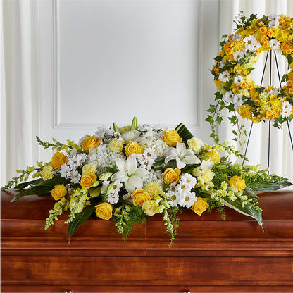 Golden Harmony Casket Spray – FORGET-ME-NOT FLOWERS & GIFTS, Jacksonville NC