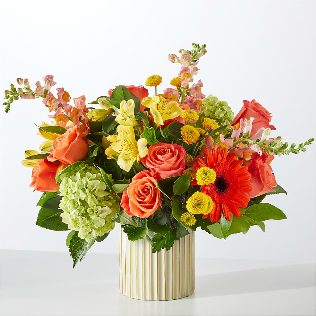 Autumn Sunshine Bouquet with Ivory Vase – FORGET-ME-NOT FLOWERS & GIFTS, Jacksonville NC