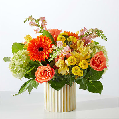 Autumn Sunshine Bouquet with Ivory Vase – FORGET-ME-NOT FLOWERS & GIFTS, Jacksonville NC