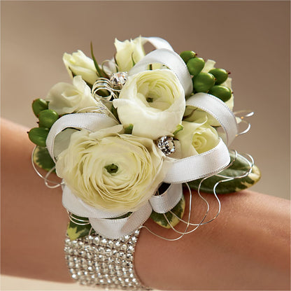 White Wedding Corsage – FORGET-ME-NOT FLOWERS & GIFTS, Jacksonville NC